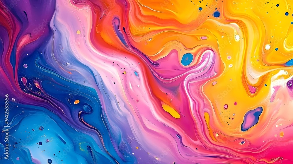 Bold Ink Splash Abstract Background with Vivid Chromatic Whorls Bold Ink Splash Abstract Background with Vivid Chromatic Whorls