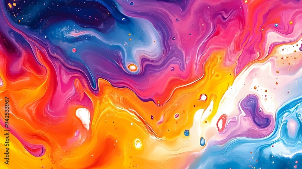 Bold Ink Splash Abstract Background with Vivid Chromatic Whorls