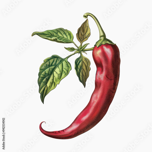 Vintage botanical chili illustration
