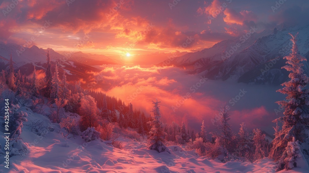 Mountain Sunrise: Scenic Beauty at Dawn Mountain Sunrise: Scenic Beauty at Dawn