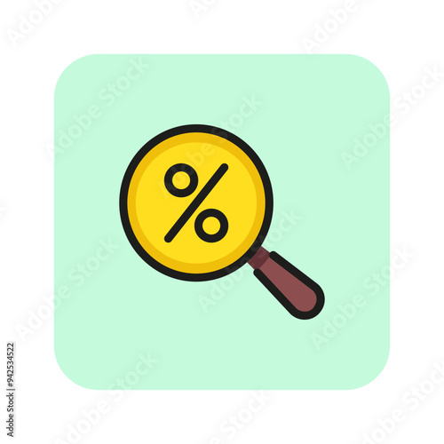 Discount search line icon. Magnifying glass, percentage, shopping. Sale concept. Can be used for topics like consumerism, Cyber Monday, purchase