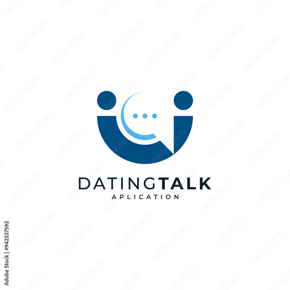 two people chatting and a dialog balloon for a social media chat and communication app logo two people chatting and a dialog balloon for a social media chat and communication app logo