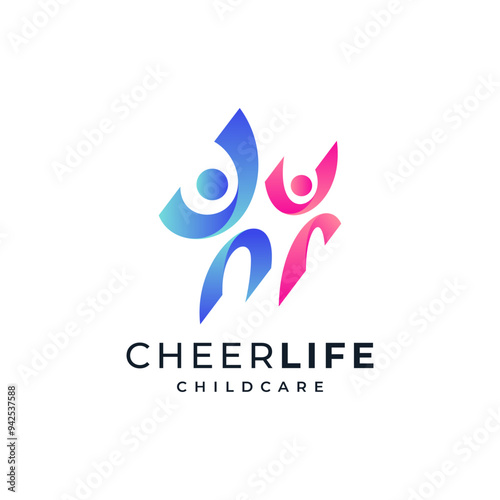 children dancing  for child care, education, social and orphanage logo