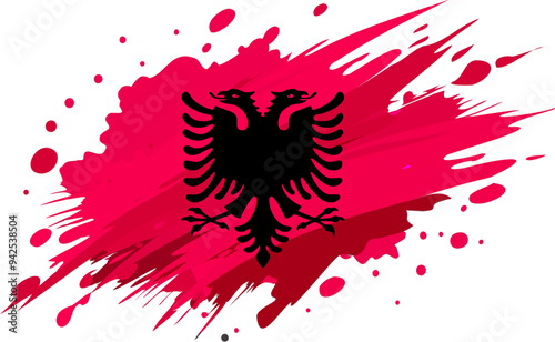 albania flag painted with Grunge brush stroke, watercolor flag