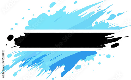 botswana flag painted with Grunge brush stroke, watercolor flag