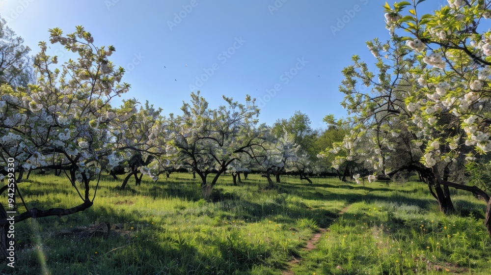 Serene Blossom Garden. Nature's peaceful harmony concept Serene Blossom Garden. Nature's peaceful harmony concept
