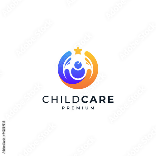 baby-carrying hands and stars for child care, orphanage and adoption logos