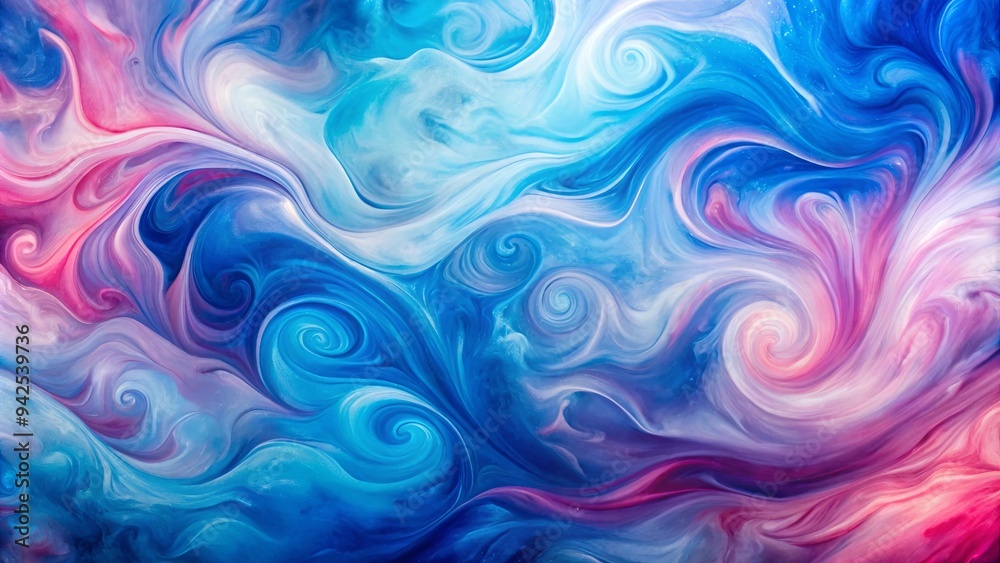 Abstract oil painting with swirls of blue and pink creating a textured background