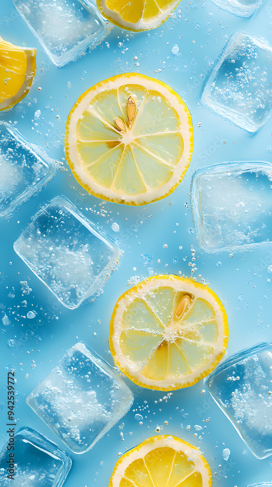 Summer cool down, lemon and ice cubes creativity Summer cool down, lemon and ice cubes creativity
