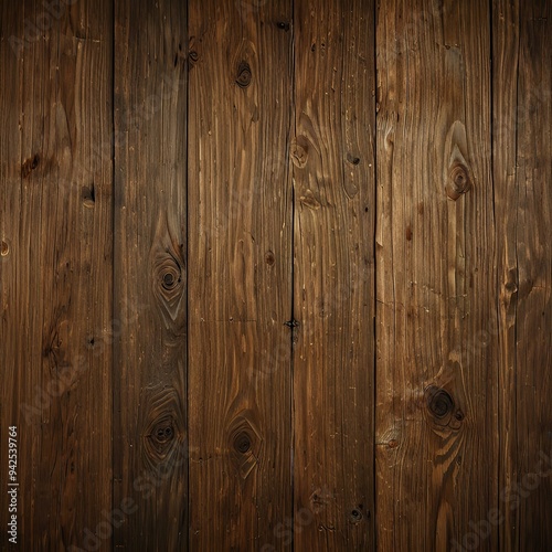 Close-up view of dark-stained wood planks with rich grain patterns and knots, exuding natural rustic charm.