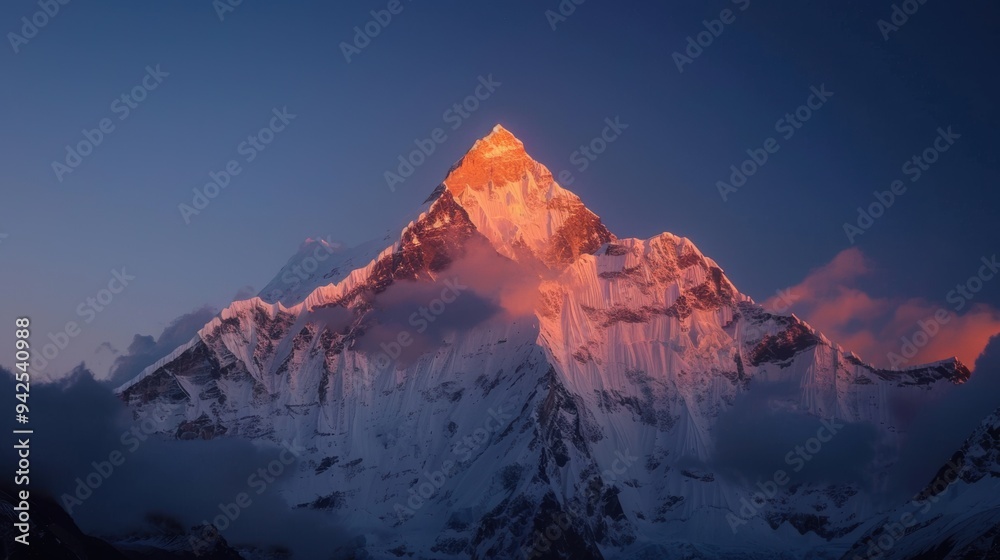 Dawn's Light on Majestic Mountain Peak. Serenity and Beauty in Nature Dawn's Light on Majestic Mountain Peak. Serenity and Beauty in Nature