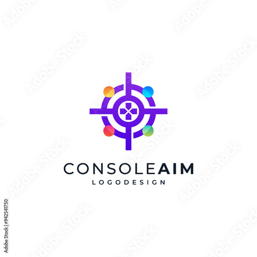 game console and target accents for shooting game logo