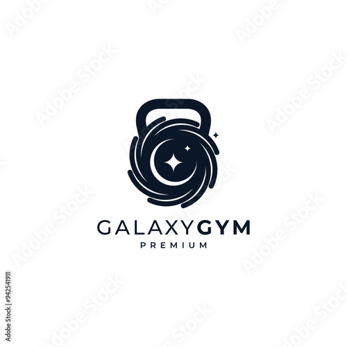 kettlebell and galaxy for fitness and gym logo