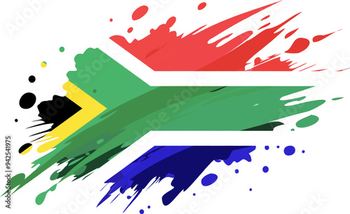 south african flag painted with Grunge brush stroke, watercolor flag