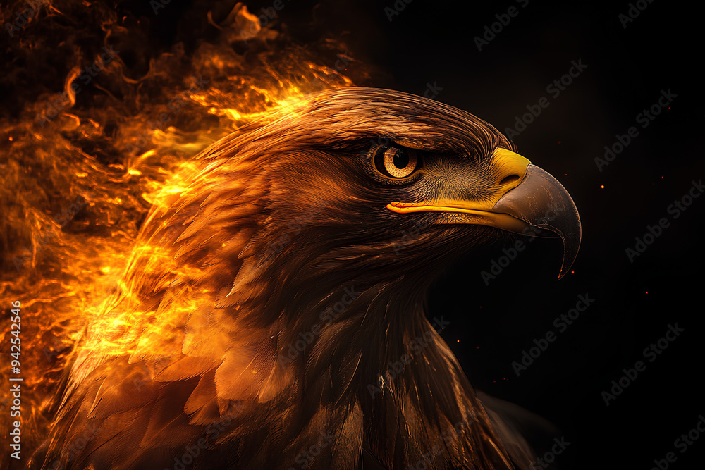 Fototapeta premium fiery eagle , dark background