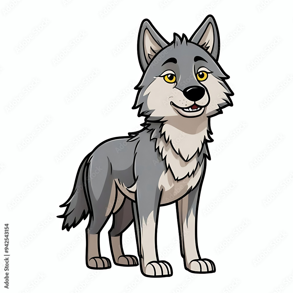 Fototapeta premium Wolf illustration, wildlife animal design character element