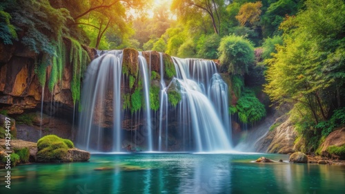 Enchanting and picturesque waterfall , fantasy, beautiful, nature, water, cascade, serene, tranquil, scenic, landscape