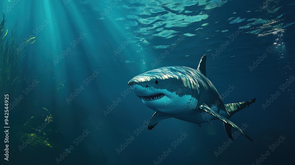Fototapeta premium Great White Shark Underwater