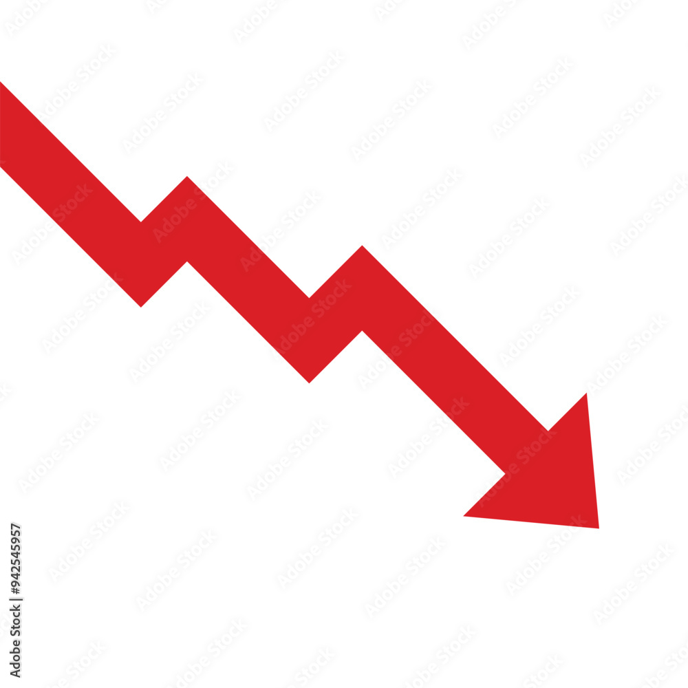 red arrow business graph going down represent loss 4 red arrow business graph going down represent loss 4