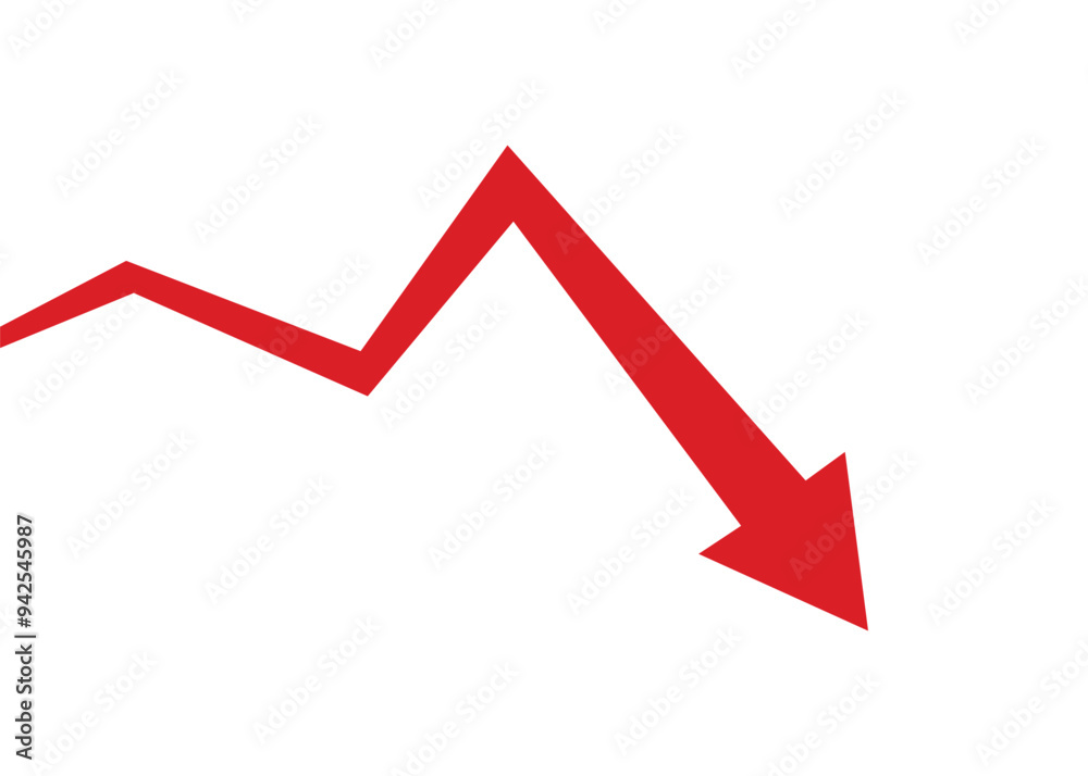 red arrow business graph going down represent loss red arrow business graph going down represent loss