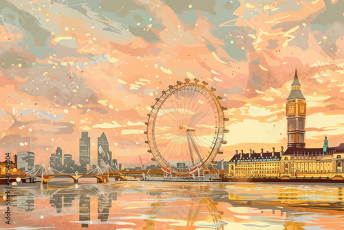 London skyline watercolor painting