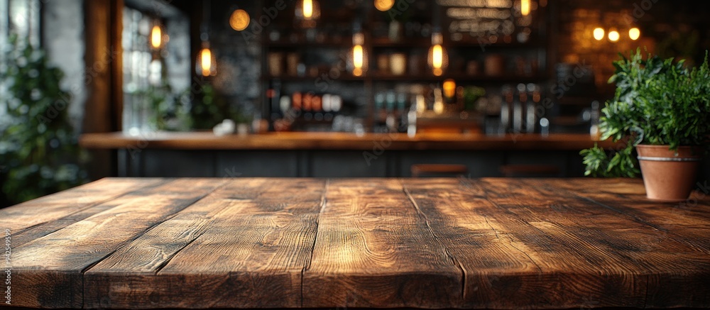 Rustic Wooden Tabletop In A Bar Setting Rustic Wooden Tabletop In A Bar Setting