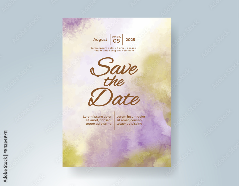 Wedding invitation with Abstract splashed watercolor background Wedding invitation with Abstract splashed watercolor background