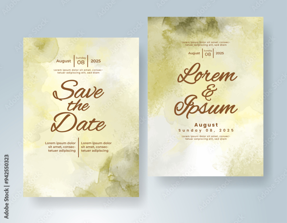 Wedding invitation with Abstract splashed watercolor background Wedding invitation with Abstract splashed watercolor background