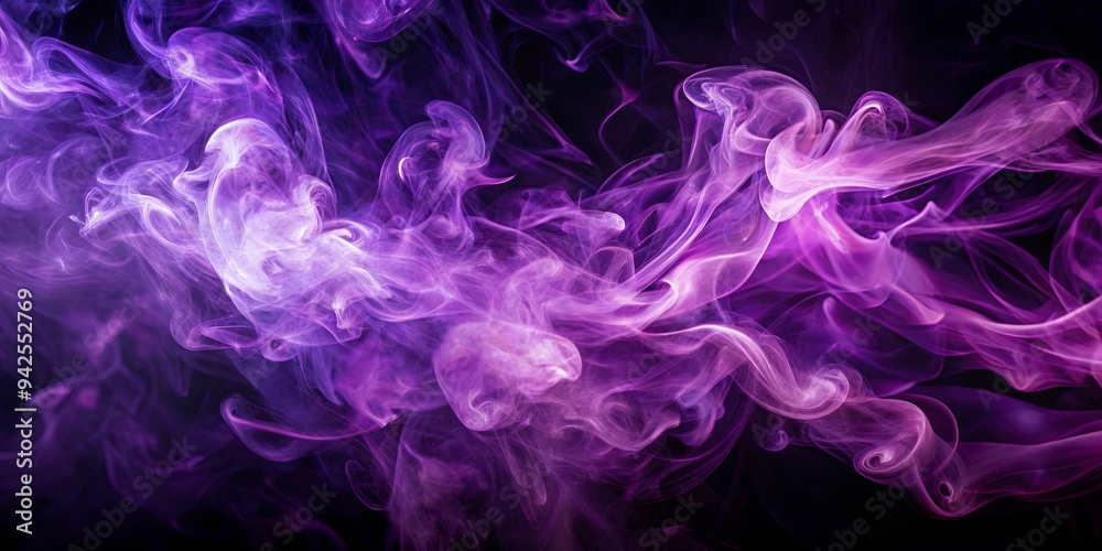 Swirling purple smoke on dark background creating a mystical and dreamy atmosphere Swirling purple smoke on dark background creating a mystical and dreamy atmosphere