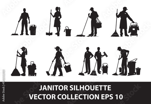 JANITOR SILHOUETTE VECTOR COLLECTION EPS 10