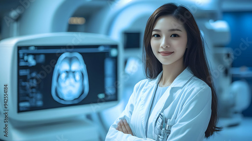Confident female doctor sta...