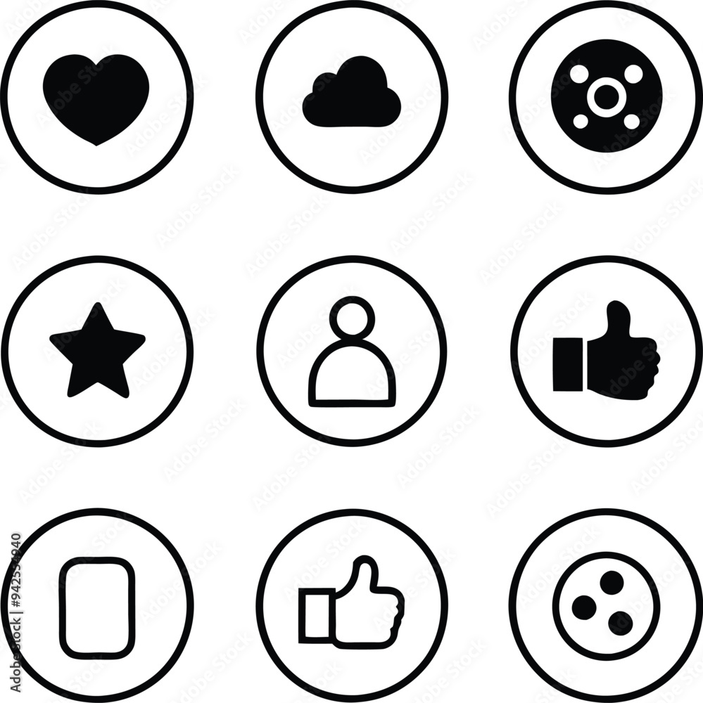 Social Media Icons Set Black and White Icons Social Media Icons Set Black and White Icons
