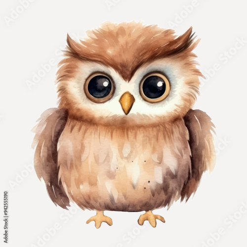 Adorable watercolor owl illustration