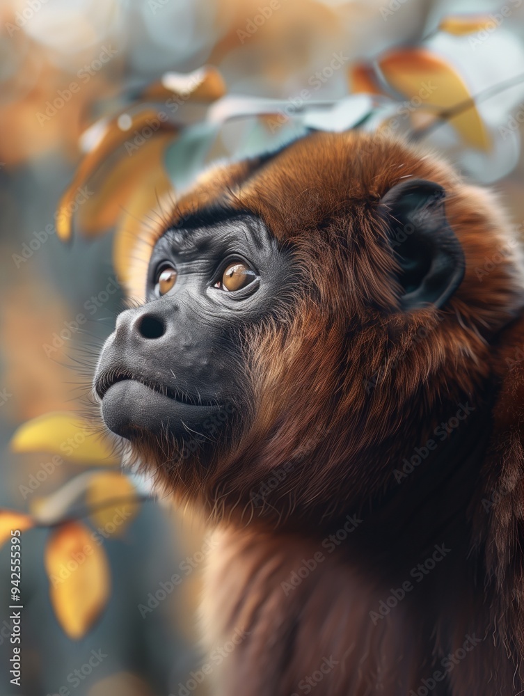 Portrait of a Howler Monkey in the Tropical Wilderness Portrait of a Howler Monkey in the Tropical Wilderness