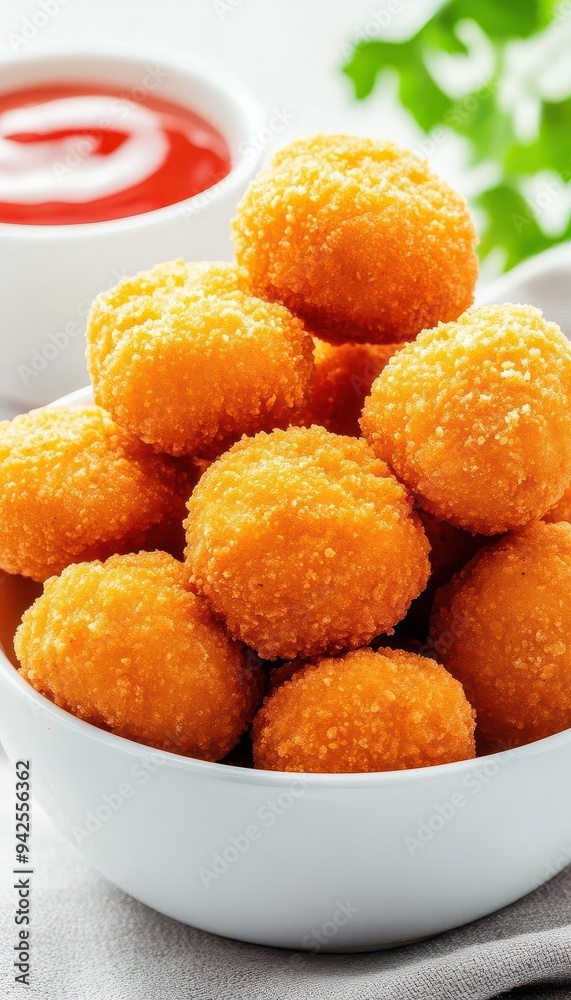 Delicious golden cheese balls served in a bowl, perfect for snacking and dipping in sauce. Ideal for parties and gatherings. Delicious golden cheese balls served in a bowl, perfect for snacking and dipping in sauce. Ideal for parties and gatherings.