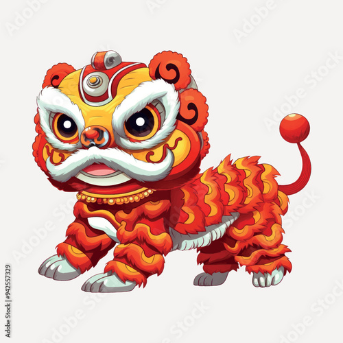 Colorful traditional Chinese lion dance
