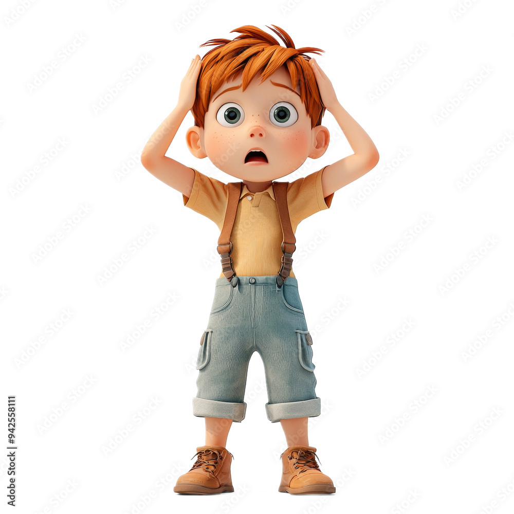 Shocked Cartoon Boy Character D Render Shocked Cartoon Boy Character D Render
