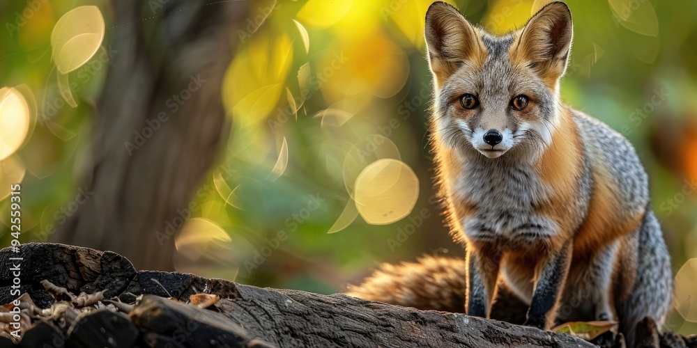 Fototapeta premium Gray Fox hunts for its next target.