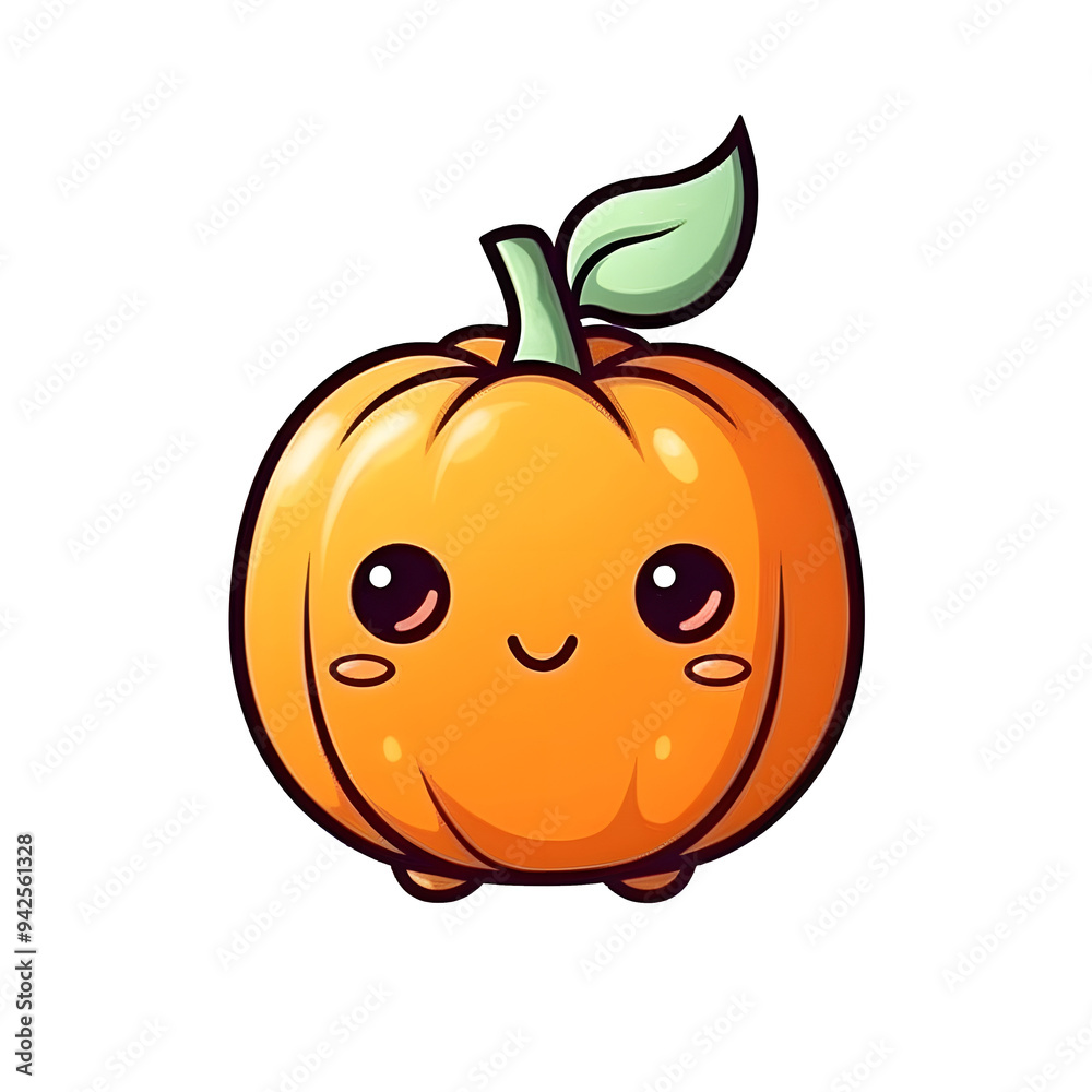halloween cute cartoon pumpkin character smile isolated on white background generative AI. halloween cute cartoon pumpkin character smile isolated on white background generative AI.