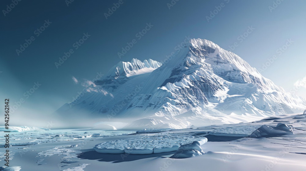 custom made wallpaper toronto digitalA stunning snow-covered mountain in Antarctica with ice formations and a clear blue sky.