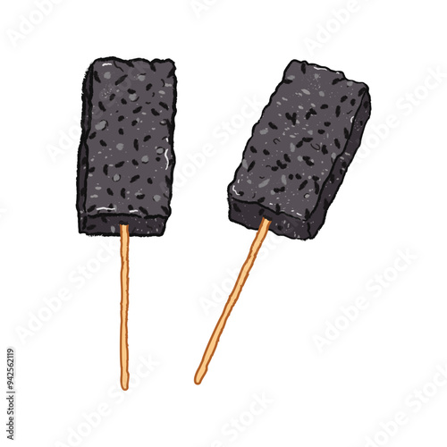 Rectangle grilled rice blood cakes