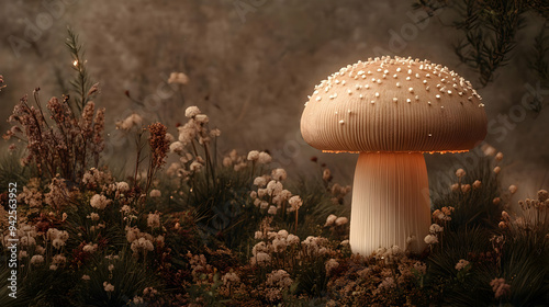 Large, luminous mushroom wi...