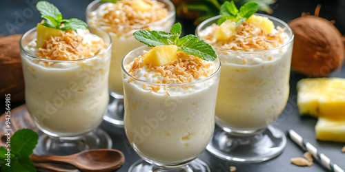 Creamy coconut cocktail with pineapple