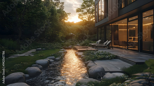 Modern home with a serene b...
