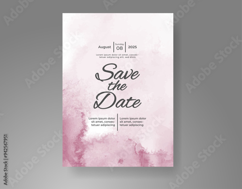 Wedding invitation with Abstract splashed watercolor background