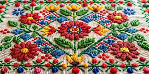 Traditional embroidery art with intricate stitches showcasing skilled craftsmanship