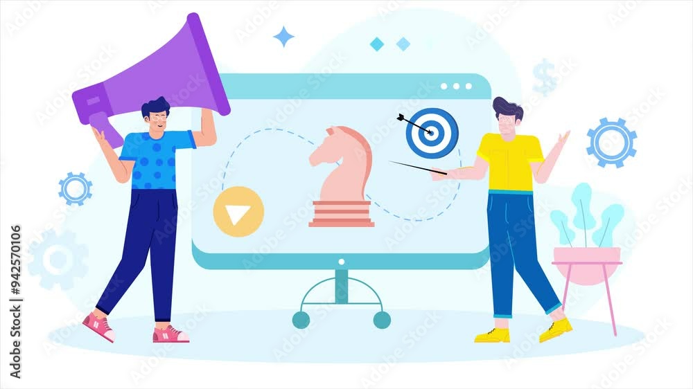 teamwork with marketing strategy concept illustration business animated video teamwork with marketing strategy concept illustration business animated video
