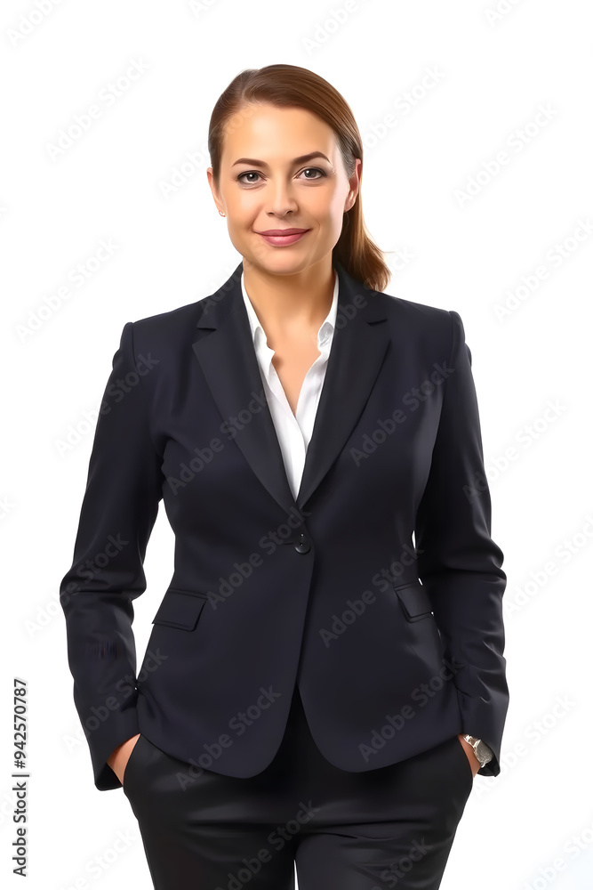 A professional woman smiling, wearing a black suit jacket over a white shirt. She has long hair and is posing against a plain white background, conveying confidence and professionalism. A professional woman smiling, wearing a black suit jacket over a white shirt. She has long hair and is posing against a plain white background, conveying confidence and professionalism.
