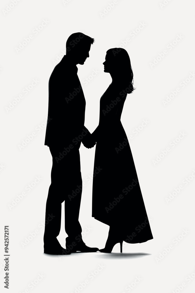 Romantic couple silhouette holding hands Romantic couple silhouette holding hands