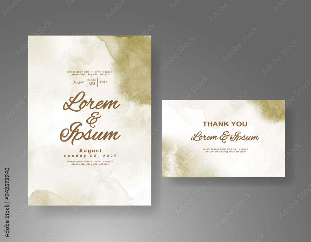 Wedding invitation with Abstract splashed watercolor background Wedding invitation with Abstract splashed watercolor background